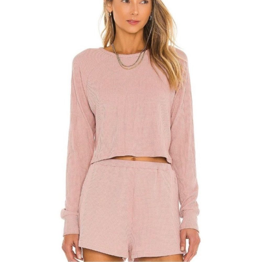 Lovers + Friends Sadie Waffle Knit Top in Rose- Size Small